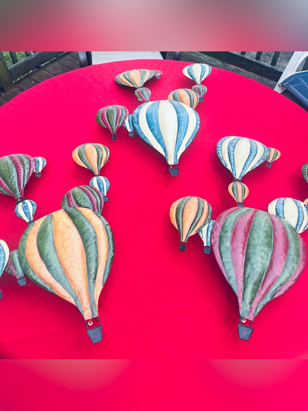 Vintage Bovano Hot Air Balloon Wall Art Set - Colorful Metal Decor